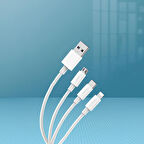 DVIP L37 3in1 Lightning, Type-C, Micro Çıkışlı Hızlı Data ve Şarj Kablosu