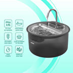Haustier WF009LS Otomatik Kedi Su Sebili,Kedi Su Çeşmesi, Su Pınarı 3.5Lt Geniş Hazne, Çelik Tabla, Ultra Sessiz, BPA İçermez (Siyah, 3.5 lt)