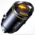 Aohi Superauto Araç İçi Şarjı, 2 Portlu PD 45W Type-C to Type-C, USB 30W Hızlı Şarj Çakmaklık Adaptörü, Siyah