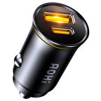 Aohi Superauto Araç İçi Şarjı, 2 Portlu PD 65W Type-C ve USB-A Girişli, USB, Hızlı Şarj Çakmaklık Adaptörü, Siyah