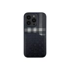 Santa Barbara Polo Racquet Club iPhone 13 Pro Kılıf Plaid Kumaş + Pu Deri Kartvizit/Cüzdanlı Kare Dizayn Kapak