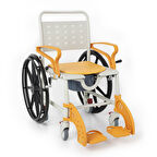 Comfort Plus Banyo ve Tuvalet Sandalyesi Turuncu | 6 Tekerlekli Çift Kullanım, Paslanmaz Plastik Gövde, Lazımlıklı DM-8088B