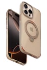 Fuchsia iPhone 15 Pro Max ile Uyumlu HBC-338 Andes Kablosuz Şarj Özellikli Standlı Kapak - Gold