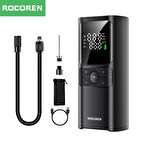 Rocoren 150PSI 4000mAh Şarjlı Taşınabilir Hava Pompası Araç Lastik, Bisiklet, Top Şişirme (Powerbank+Led Lamba+Lcd Ekran)