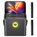 Ikarao Partybox Shell S3 80W Karaoke Bluetooth Hoparlör Seti, 7.1" Dahili Tablet, 2 Kablosuz Mikrofon, RGB Işıklı Taşınabilir Ses Bombası, Siyah