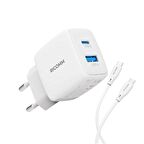 Ricomm 25W GaN USB-C + USB-A Şarj Aleti iPhone & iPad & Xiaomi Uyumlu Samsung PPS PD Hızlı Şarj Cihazı + 2 Metre Type-C 60W Şarj Kablosu
