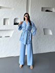 Nakış İşlemeli Kimono & Pantolon İkili Takım