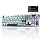 Aula F108 Pro Ekranlı Mekanik Klavye Reaper Switch RGB Hot Swap 8000mAh Makrolu Oyuncu Klavyesi Mavi