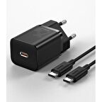 BASEUS 25W Hızlı Şarj Başlığı ve 1 Mt Type C Şarj ve Data Kablosu, Telefon ve PC Şarj Aleti