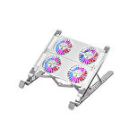 Polham 4 Fanlı RGB Işıklı Laptop Soğutucu Stand, 7 Kademeli Yükseklik Ayarlı Portatif Taşınabilir Stand