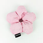 WoodyCord El Yapımı Çiçek Model Pofuduk Scrunchie Toka - Pembe Beyaz Çizgili