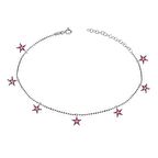 Zirkon Taşlı Pırlanta Montür Gümüş Rengi Altın Kaplama Sallantılı Yıldız Gümüş Bileklik