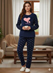 KADIN LACİVERT POLAR PİJAMA TAKIMI
