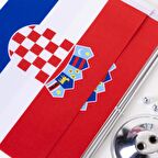 Hırvatistan 2li Masa Bayrağı Saten Kumaş Dijital Baskı 15x22,5 cm