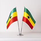 Gana 2li Masa Bayrağı Saten Kumaş Dijital Baskı 15x22,5 cm