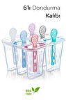 6 Bölmeli Dondurma Kalıbı ve Çubukları - BPA Free | 7,5 x 5,5 x 3 cm