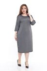 Büyük Beden Cepli Kışlık Esnek Elbise 6E-2247
