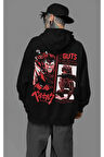 Guts Berserk Baskılı Unisex Oversize Anime Hoodie