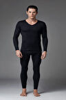 Erkek Siyah V Yaka Termal Içlik Takımı