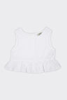 Kız Çocuk Eteği Fırfır Detaylı Bluz Beyaz