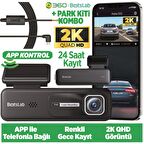 360+ Botslab HK30 Pro 2K QHD WiFi 140° Geniş Açı Gece Görüşlü Akıllı Araç İçi Kamera+ Park Modu Bağlantı Kablosu Combo