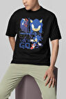 Unstoppable Sonic Lets Go Baskılı Unisex Oversize Çizgi Film Tişört