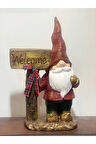 Welcome Cüce Heykeli, Gnome Welcome Dekoratif Biblo, Ofis - Bahçe - Ev Dekorasyonu