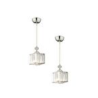 Kuğu Tekli Krom 2Li Kristalli Taşlı Modern Tasarım Mutfak-Hol Sarkıt Kristal Avize Seti