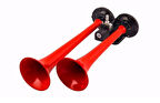 24V İKİLI DÜZ SES HAVALI KORNA KIRMIZI BORULU