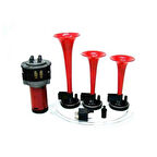 24V ÜÇLÜ KORNA KOMPRESÖRLÜ KIRMIZI BORULU