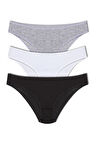 HNX 3'lü Basic Pamuklu Kalp Lastik Kadın Slip Külot