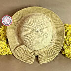 Uretti - Sabriye 2438 - El Yapımı Rafya İp Fiyonklu Şapka - Bej