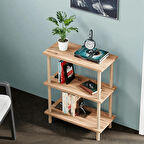 Reyo Dekoratif 3 Raflı Ahşap Ayaklı Kitaplık Yan Sehpa Beyaz