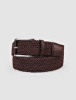 Cabani Triko Kahverengi Örgü Detaylı 4 cm Erkek Günlük Kemer