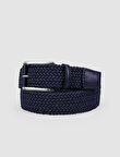 Cabani Triko Lacivert Örgü Detaylı 4 cm Erkek Günlük Kemer