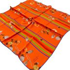La Boutique Turuncu Çiçek Desenli Sura İpek Eşarp 1579-03