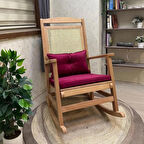 Asedia Veranda Naturel Fuşya Minderli Hasırlı Sallanan Sandalye Hazeranlı Dinlenme Koltuğu