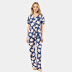 Türen Patlı Örme Kısa Kol Pijama Takımı 3606/Lacivert