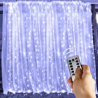 BEYAZ SALKIM LED IŞIK BEYAZ LED IŞIK USB +KUMANDALI BEYAZ İNCE PERİ LEDLİ 3X2.5 METRE YILBAŞI IŞIKLARI
