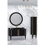 LAURA 120 CM SİYAH LAVABOLU BANYO DOLABI  SİYAH - BOY DOLAP DAHİL