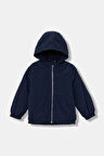 Erkek Bebek Lacivert Fermuarlı Kapüşonlu Yağmurluk