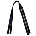 Çanta Aksesuar Suni Deri Tek Tokalı Ayarlanabilir Çift Çanta Sapı Siyah Renk Light Gold Metal