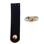 Çanta Aksesuar Tek Kat Suni Deri Lacivert Light Gold Metalli Kapak