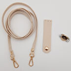 Çanta Aksesuar Suni Deri Krem Cep Telefonu Seti Light Gold Metalli