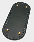 Çanta Aksesuar Suni Deri Siyah Renk 25X12 cm Oval Çanta Tabanı (Light Gold Aparatlı)