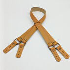 Çanta Aksesuar Hardal Renk Karedört Model Gerçek Deri Çanta Sapı (Antik Metal)