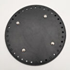 Çanta Aksesuar Siyah Suni Deri 20 cm Yuvarlak Çanta Tabanı Gümüş Metalli