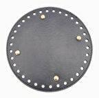 Çanta Aksesuar Lacivert Suni Deri 20 cm Yuvarlak Çanta Tabanı Light Gold Metalli