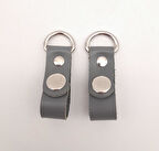 Çanta Aksesuar Gri Gerçek Deri Çıtçıtlı Sapucu Böce Gümüş Metalli