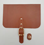 Çanta Aksesuar 22x24 cm Gerçek Deri Taba Renk Çanta Kapağı Light Gold Metalli